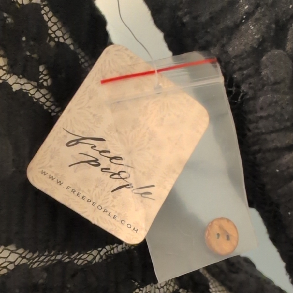 Free People Black Open-Knit Button Cardigan - Picture 2 of 9